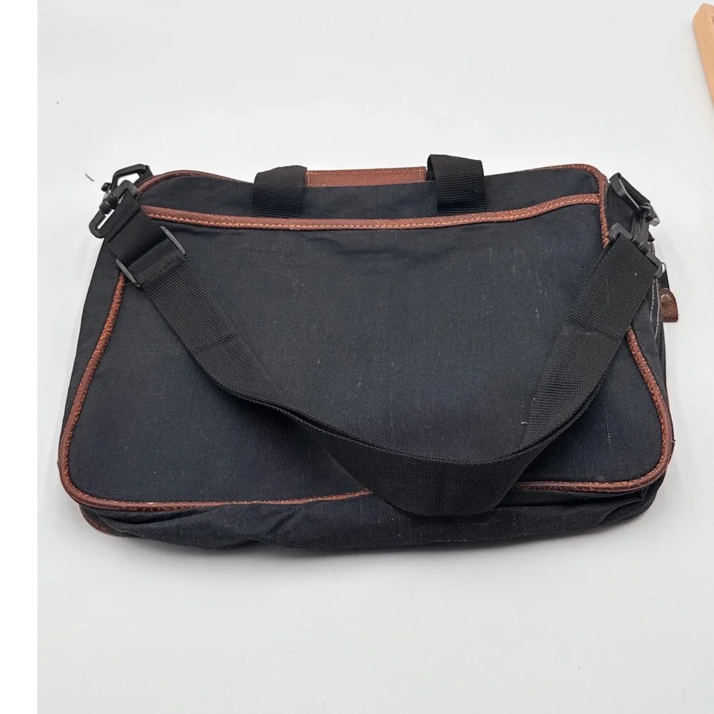 Vintage Eastsport Laptop Messenger Bag Black Brown‎ Canvas Tech Briefcase 90s